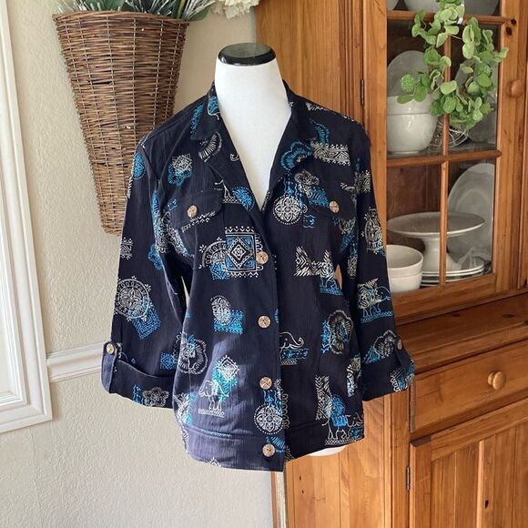Draper’s & Damon’s Button Up Elephant Jacket Women’s L - Picture 1 of 11